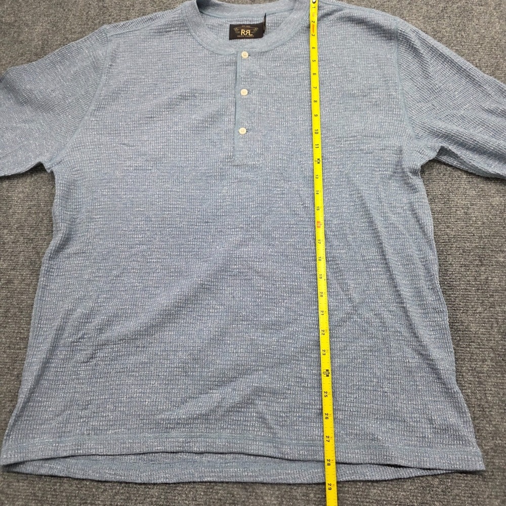 RRL Ralph Lauren Waffle Knit Henley Shirt Men's XL Gray Blue Long Sleeve - Picture 5 of 12